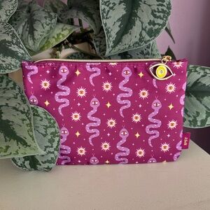 Purple Patterned Zipper Pouch